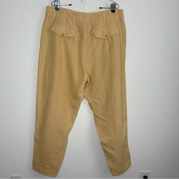Poetry Mustard Yellow 100% Linen Pants Tapered Leg Size 14 - Picture 3 of 8